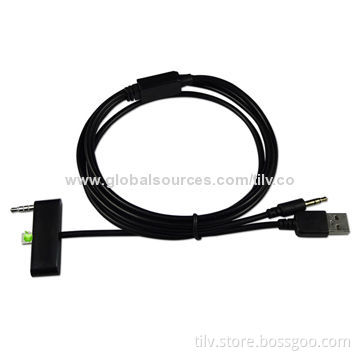 3.5mm car aux audio adapter cable for iPhone 5, supports charger & sync